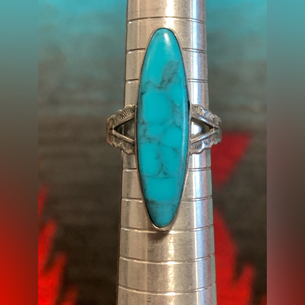 Old Pawn Turquoise Ring ~ Signed JP